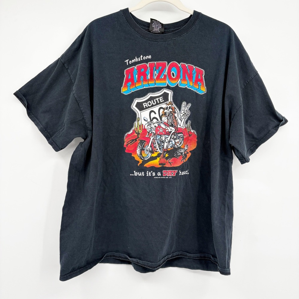 Sportex Men Arizona Route 66 Biker Skeleton Dry Heat Vintage Graphic T-Shirt 2XL